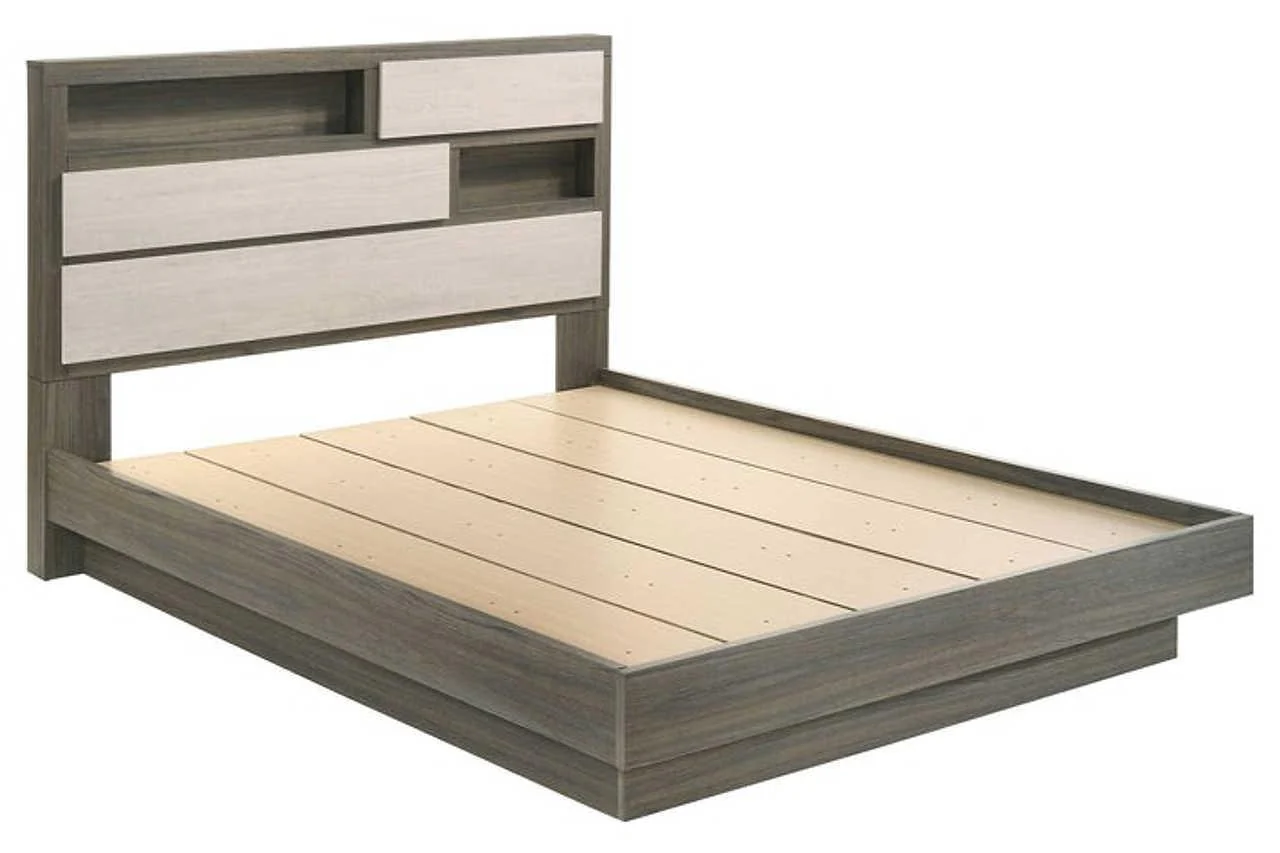 River Light Gray Bookcase Platform Bedroom Set - Image 2