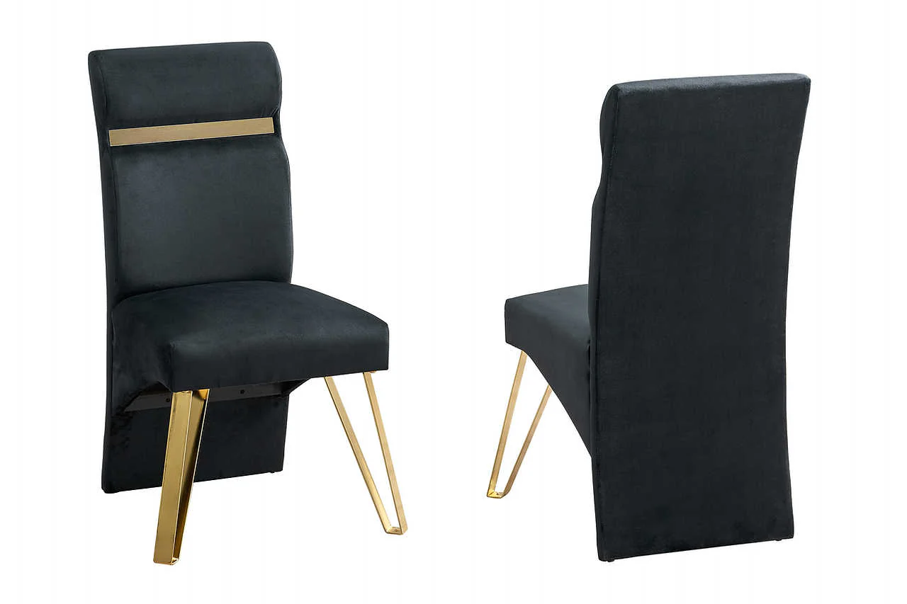 Midnight Black Gold Upholstered Dining Room Set - Image 3