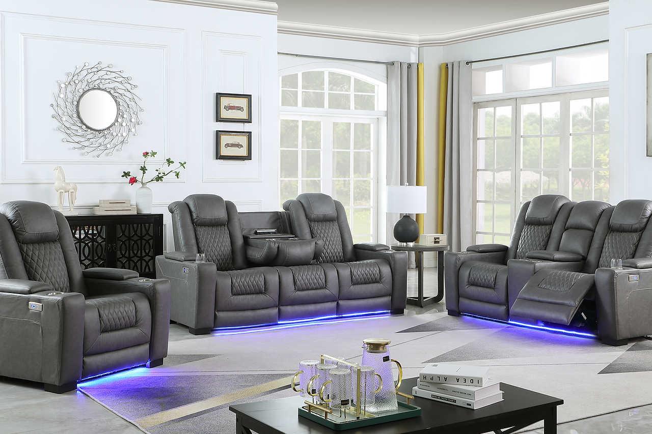 Ash Grey Microfiber 2-Piece Power Reclining Set - Image 2