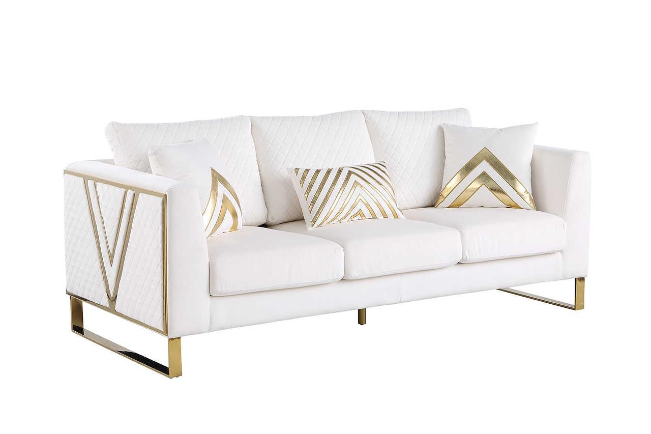 Vista Bonita Cream Velvet Living Room Set - Image 3