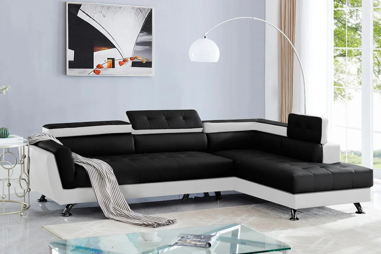 Izzi Black White Tufted Sectional - Image 1