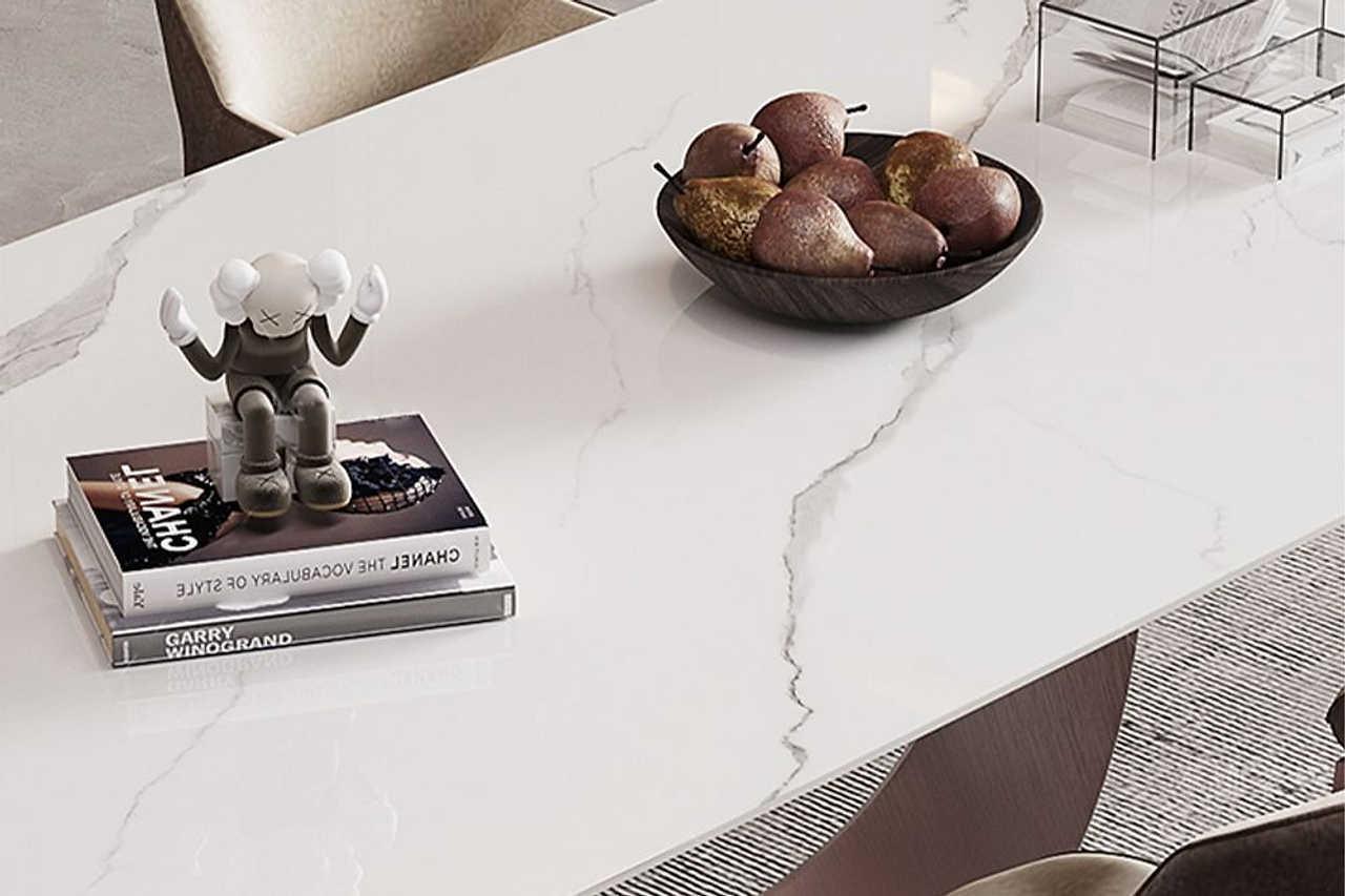 71" Faux Marble Top Dining Table - Image 3