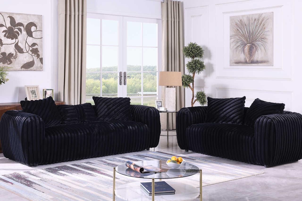 Eli Black Fabric Chair - Image 3