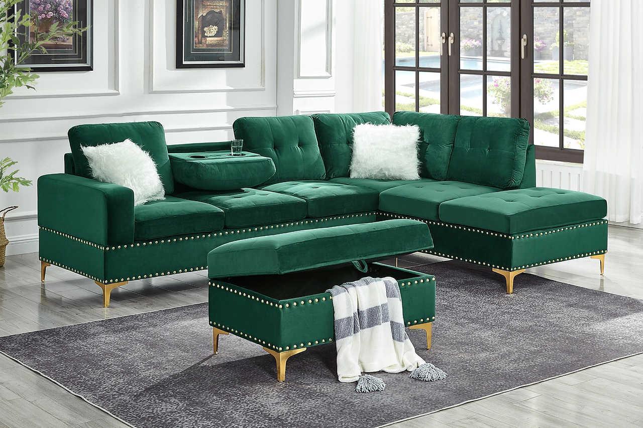 Joy Green Storage Ottoman - Image 2