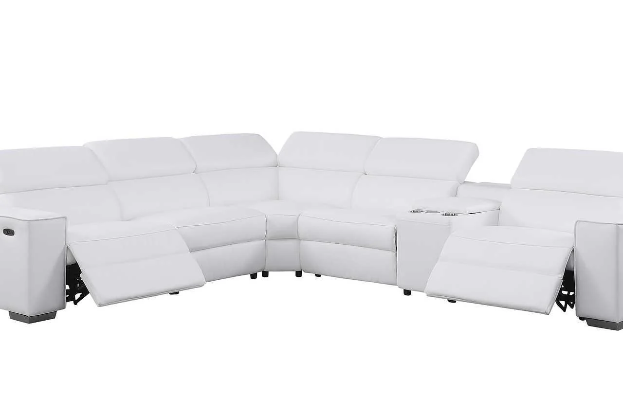 Picasso White 6-Piece 2 Power Reclining Sectional - Image 2