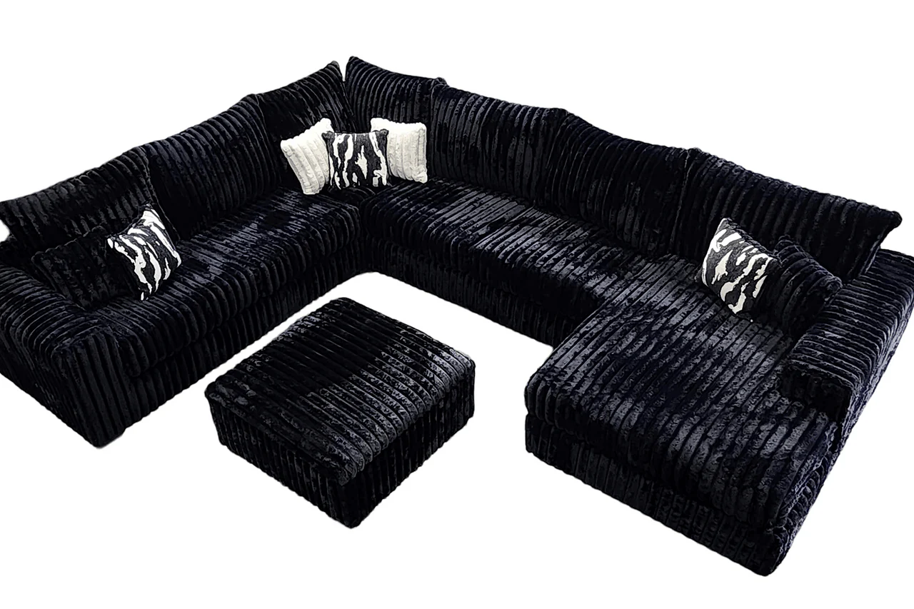 Texan Black Corduroy Sectional - Image 3