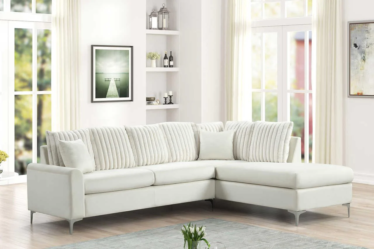 Elina Beige Velvet Sectional - Image 1