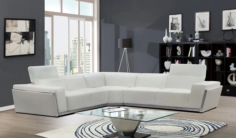 Domo White Leather Sectional - Image 1