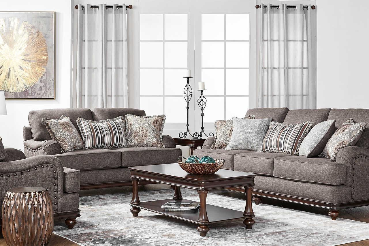 Driftwood Brown Gray Fabric 2-Piece Living Room Set - Image 1