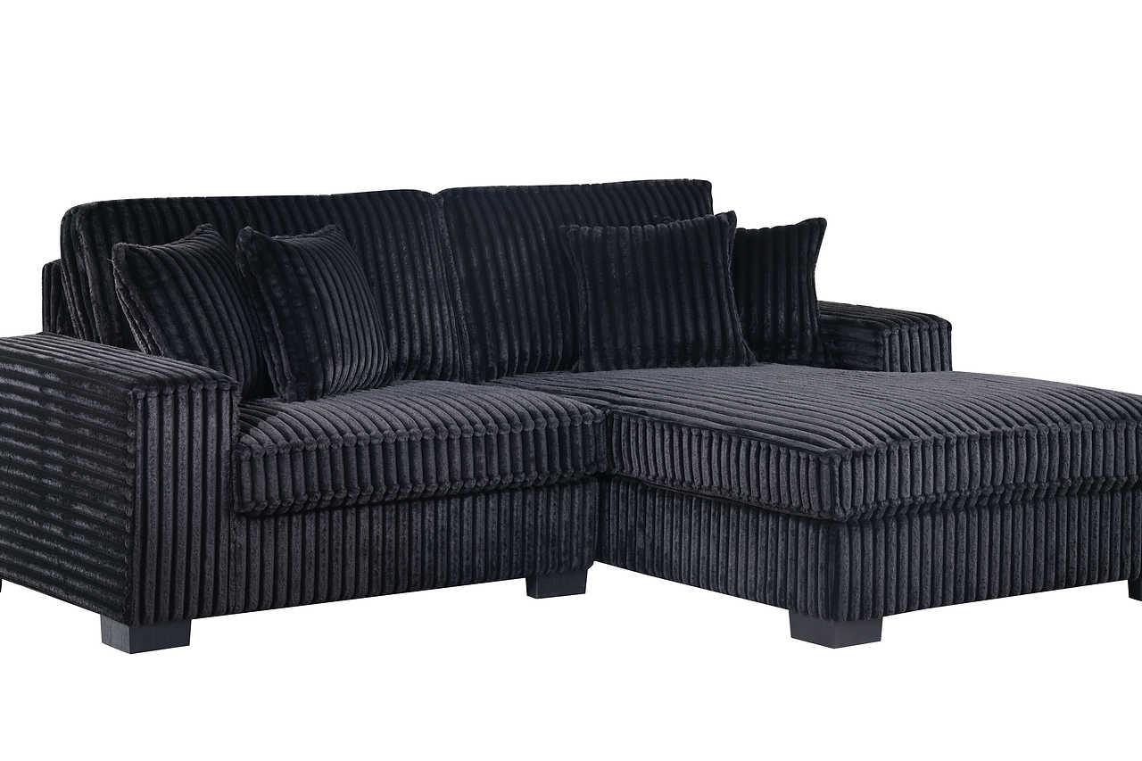 Comfy II Black Velvet 2-Piece Sectional - Image 3