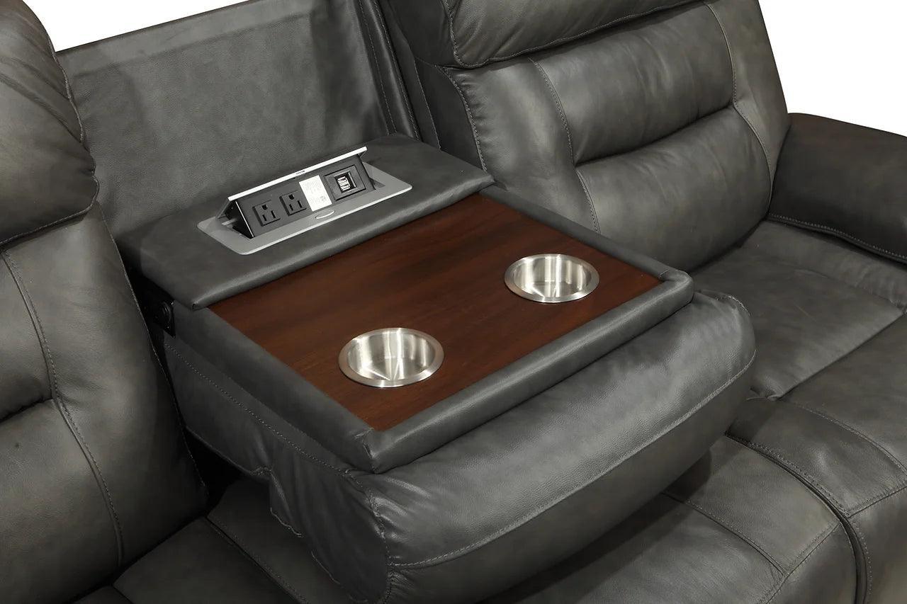 Rosewood Gray Faux Leather Power Reclining Set - Image 3