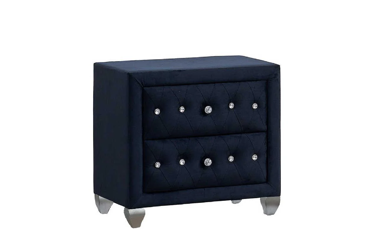 Divina Black Upholstered Tufted Wingback Bedroom Set - Image 3