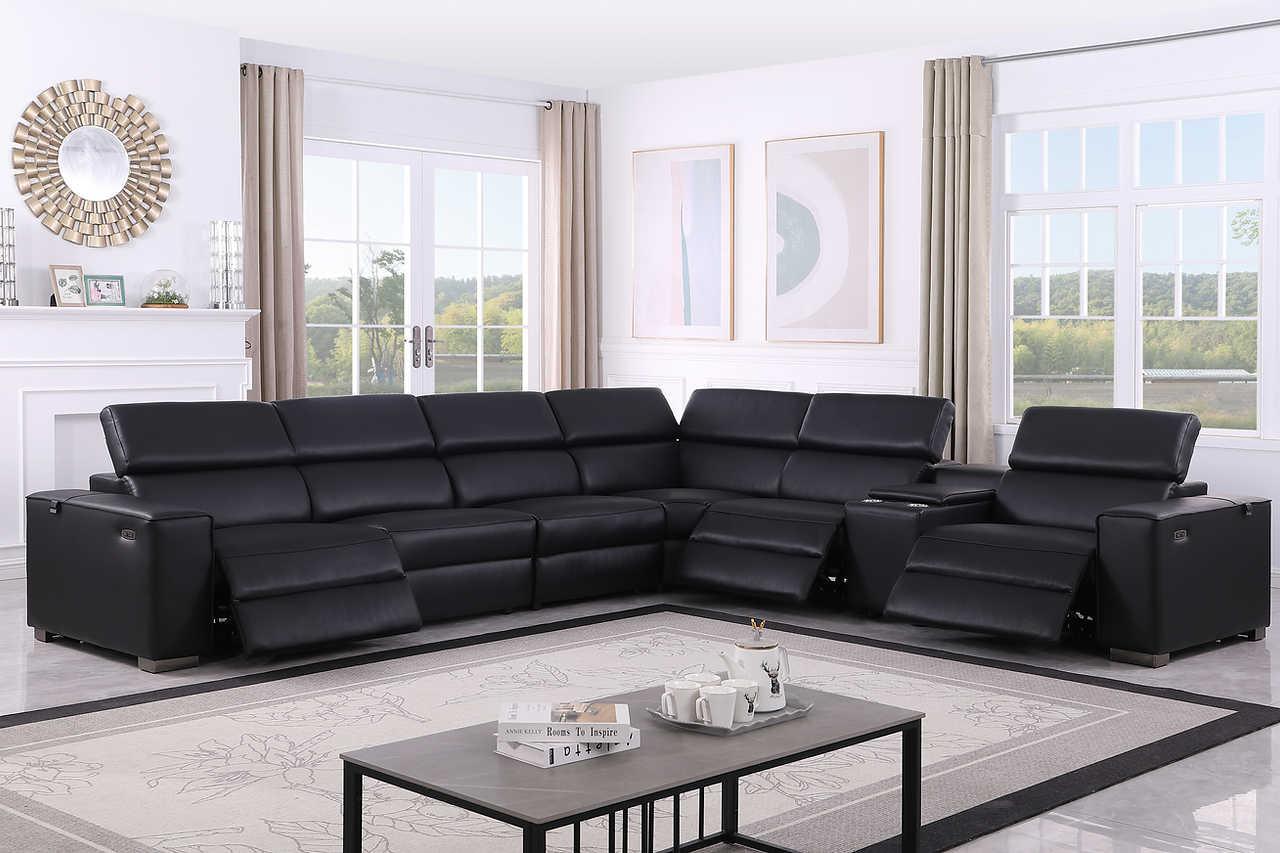 Picasso Black 7-Piece 3 Power Reclining Sectional - Image 1
