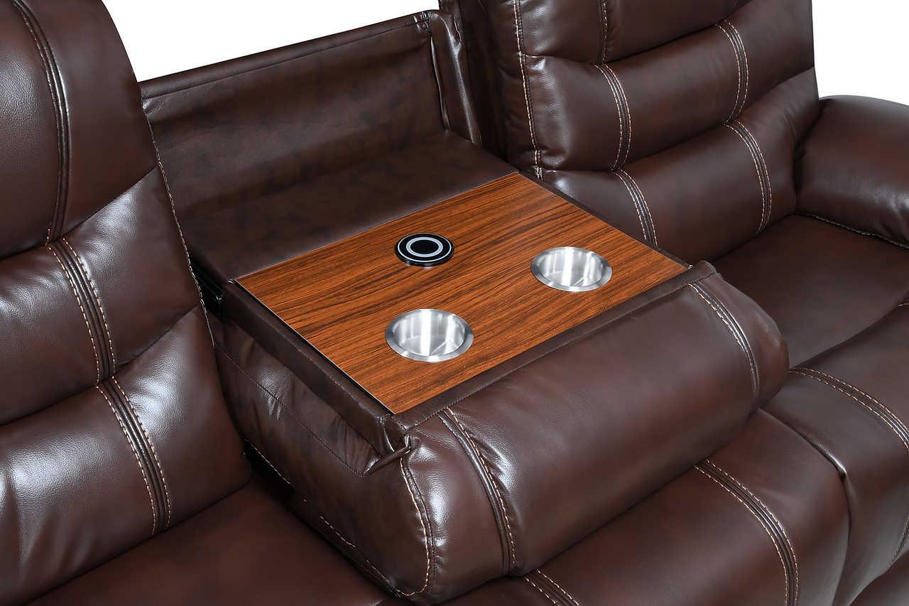 Delmar Brown Air Leather 3-Piece Reclining Set - Image 3