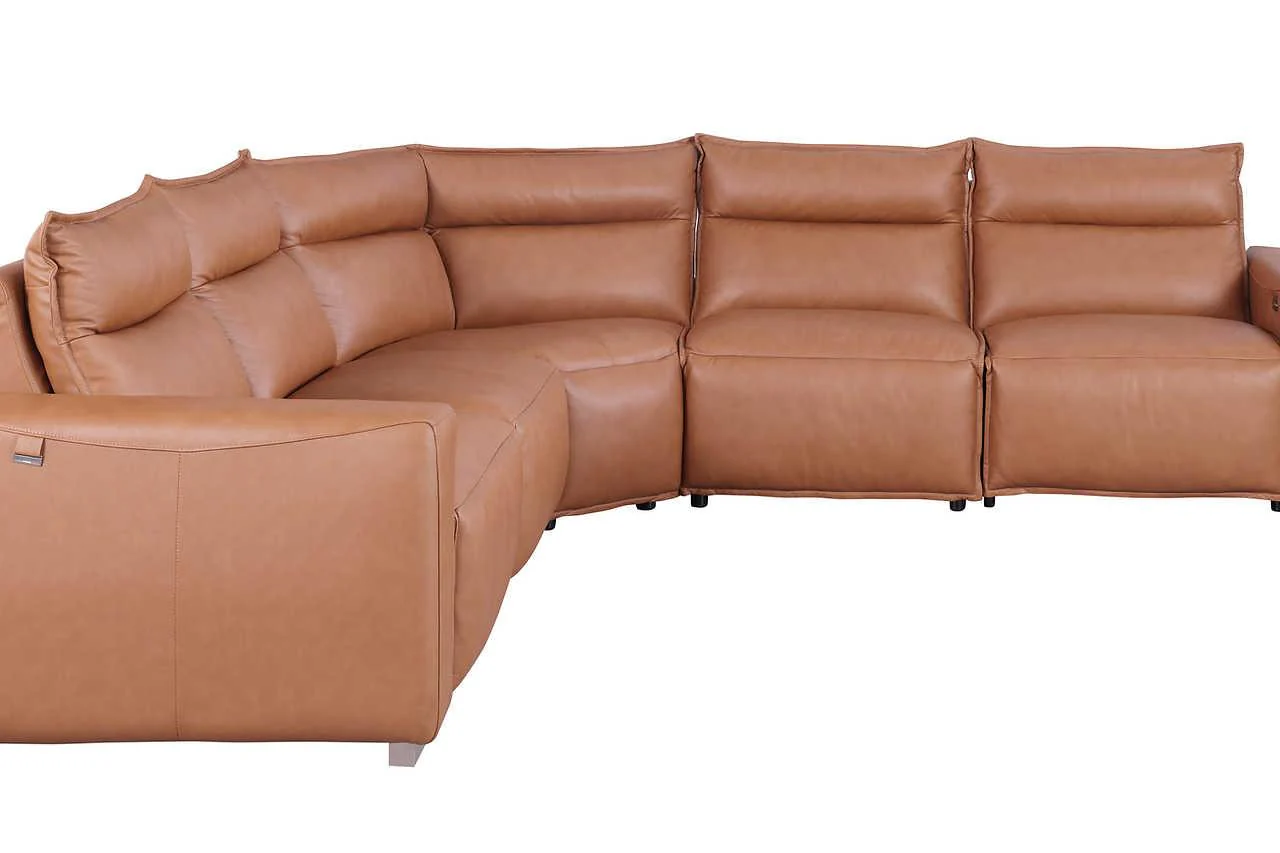 Sierra Camel Leather Reclining Sectional - Image 3