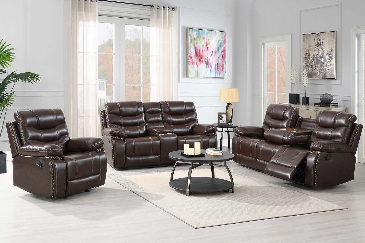 Delmar Brown Air Leather 3-Piece Reclining Set - Image 1