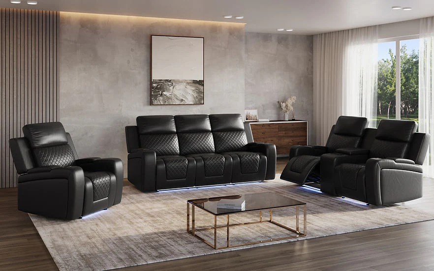 Bomer Black 3-Piece Power Reclining Set - Image 1
