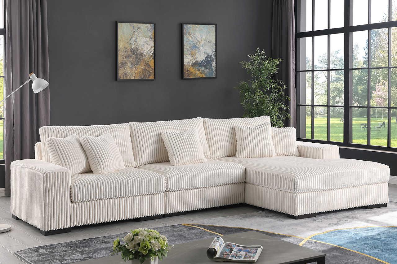 Comfy Ivory 3-Piece Upholstered Sectional - Image 1