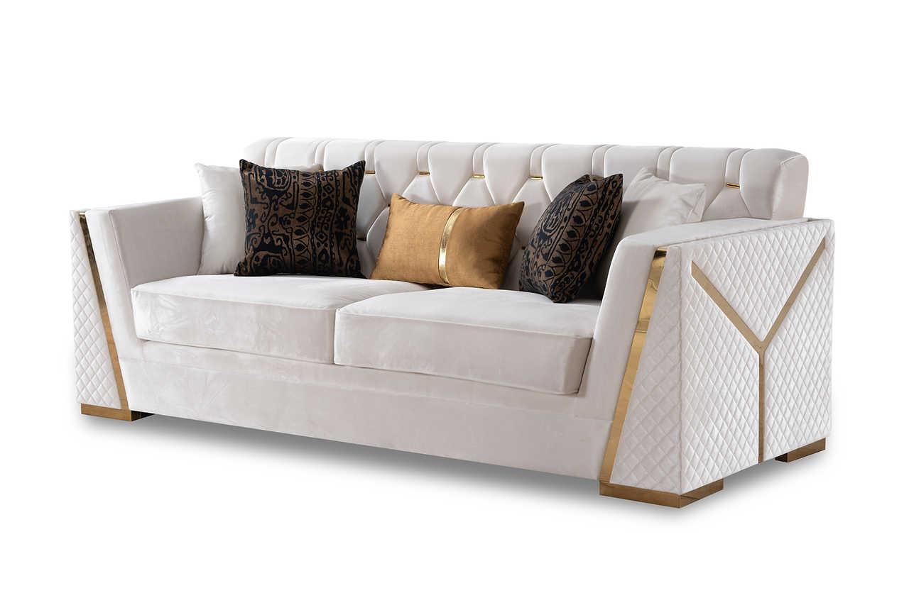 Hilena White Velvet Living Room Set - Image 3