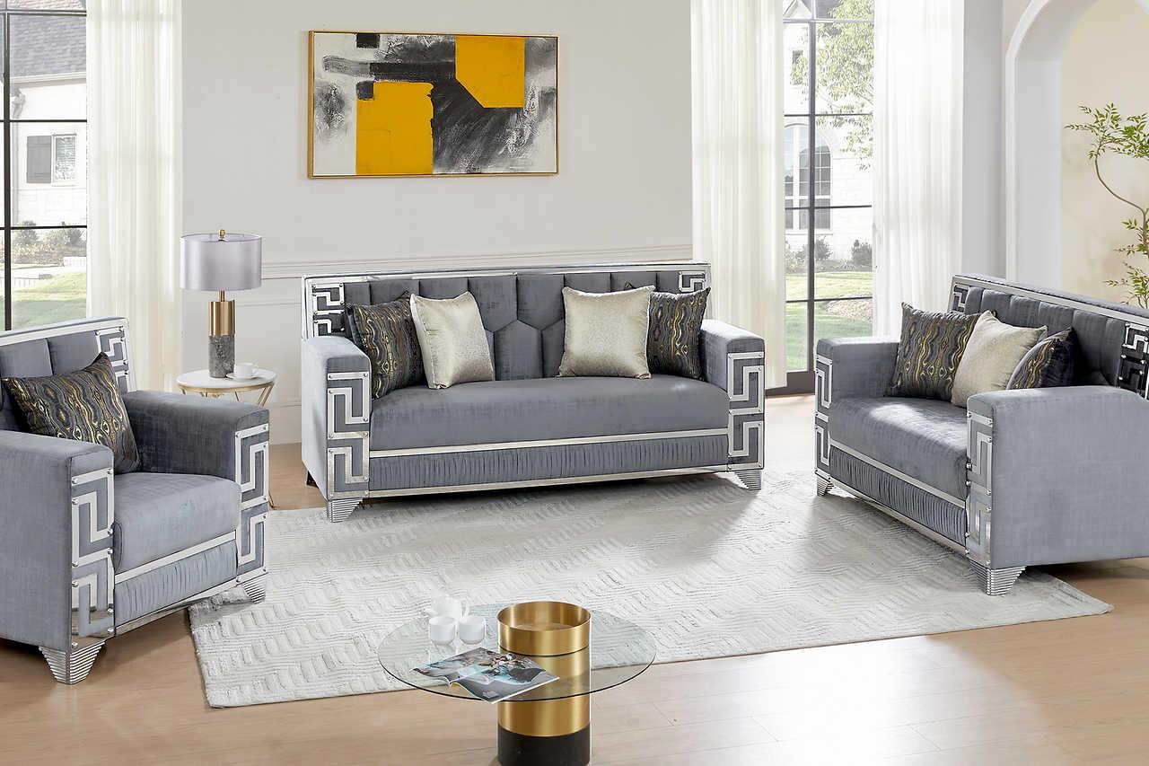 Hira Grey Living Room Set - Image 1