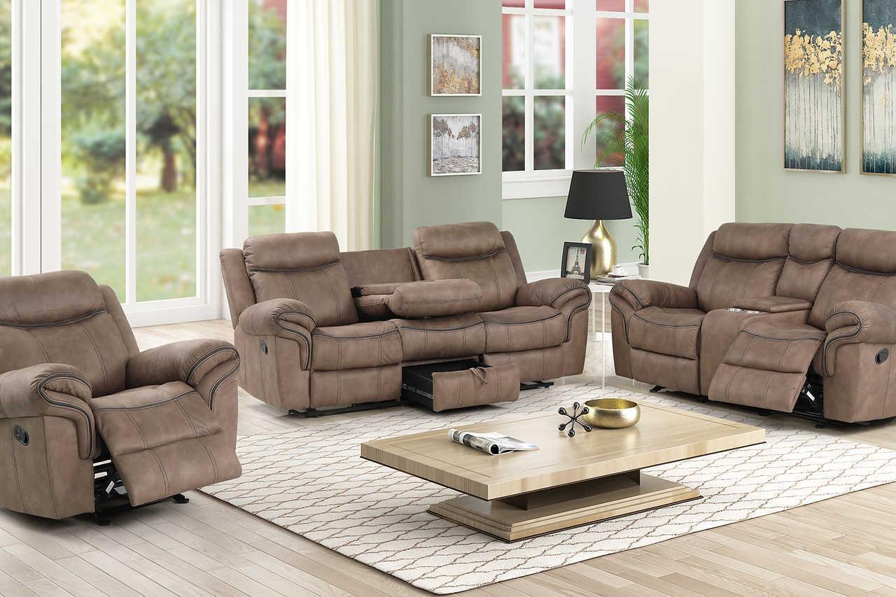 Rio Grande Brown Microfiber 3-Piece Reclining Set - Image 1