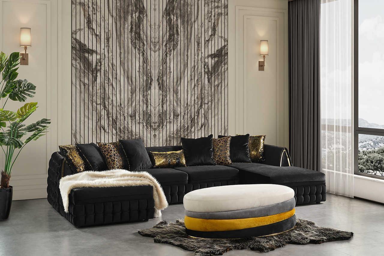 Sicilya Black Sectional - Image 1