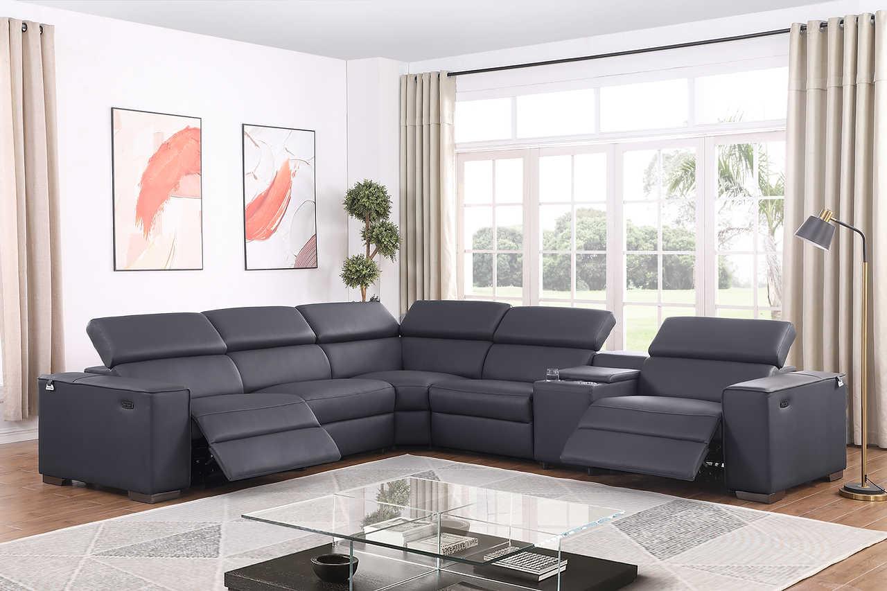 Picasso Dark Gray 6-Piece 2 Power Reclining Sectional - Image 1