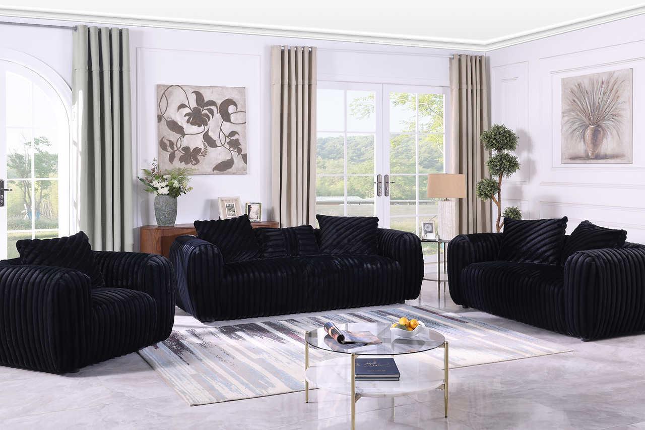 Eli Black Fabric Chair - Image 2