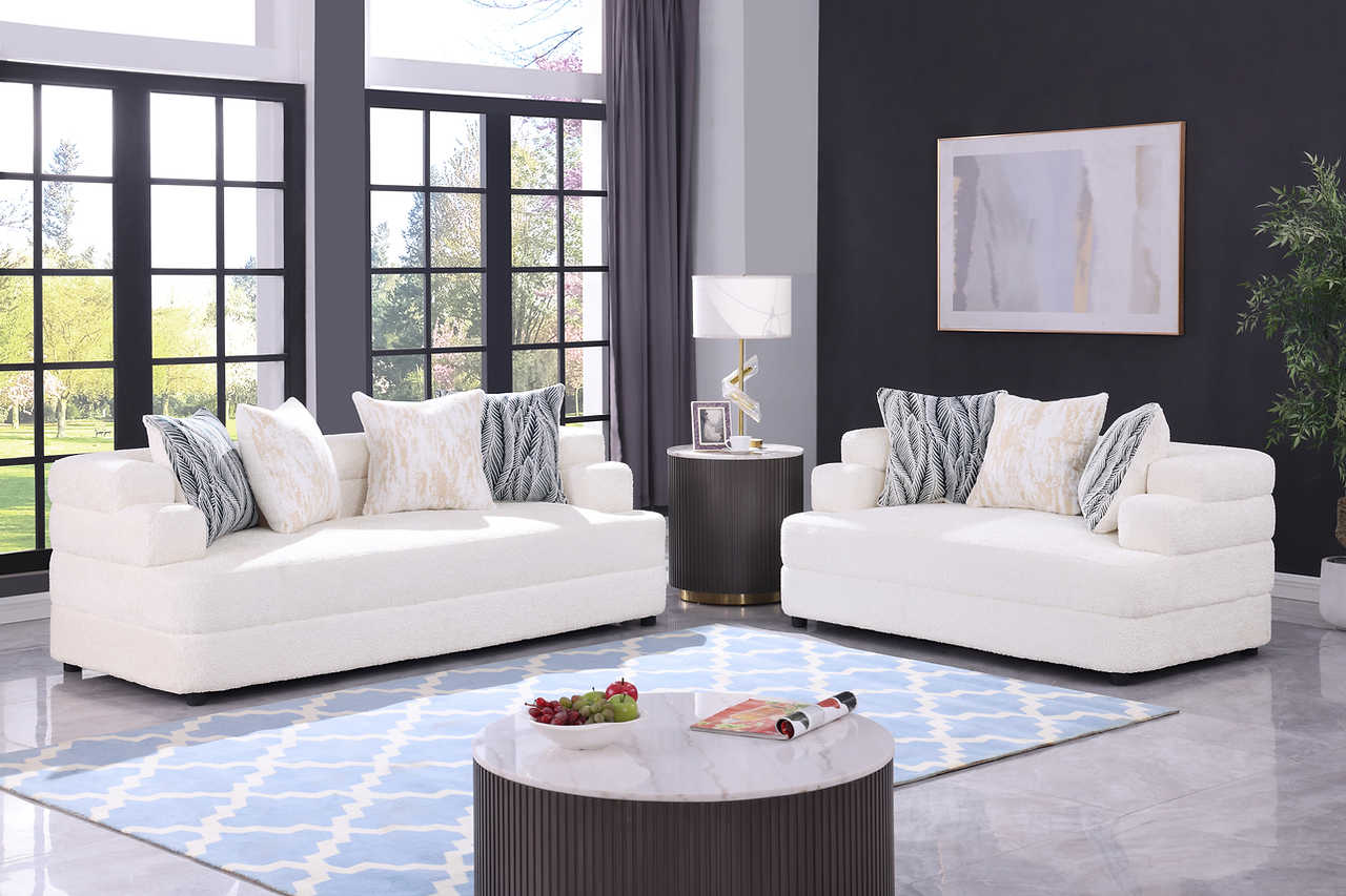 Stepso Cream Boucle Living Room Set - Image 2