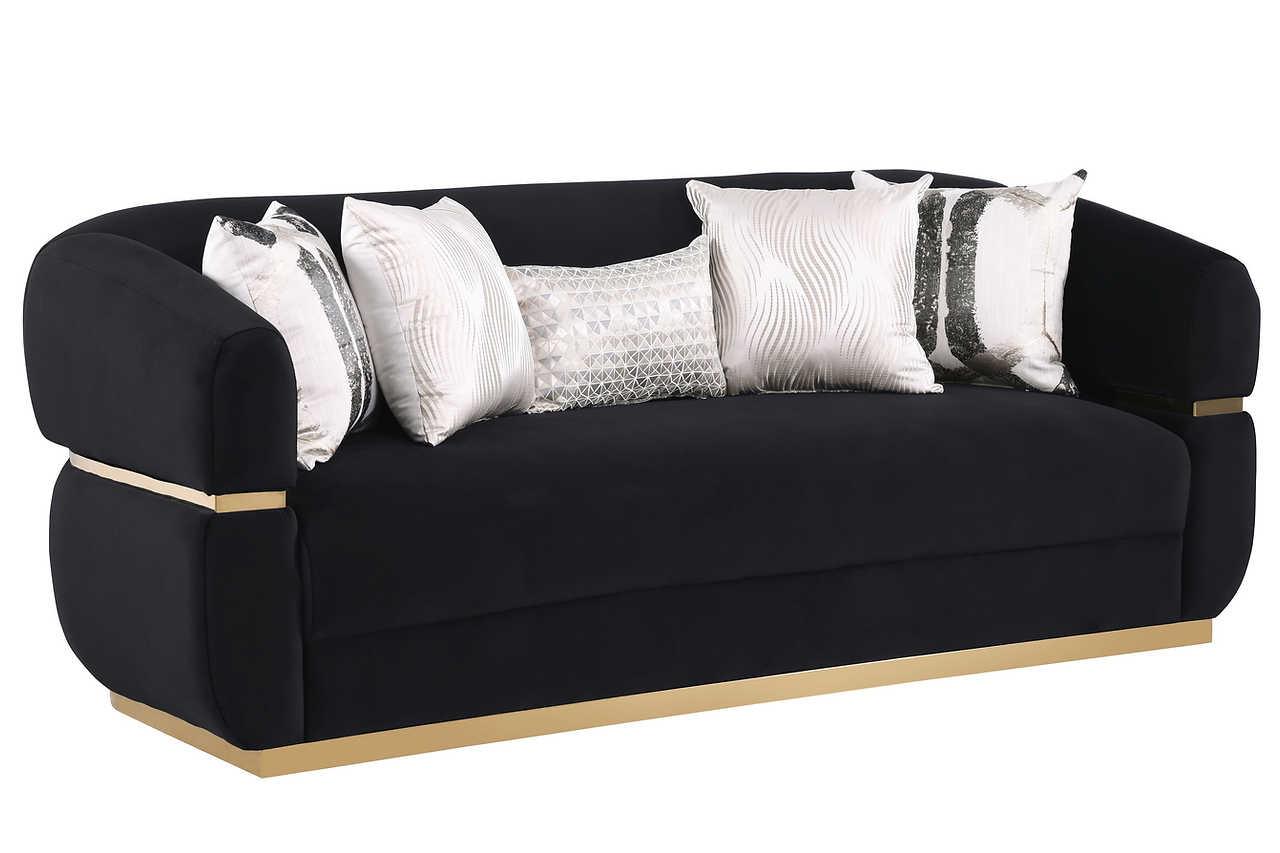Carmela Black Velvet Living Room Set - Image 3