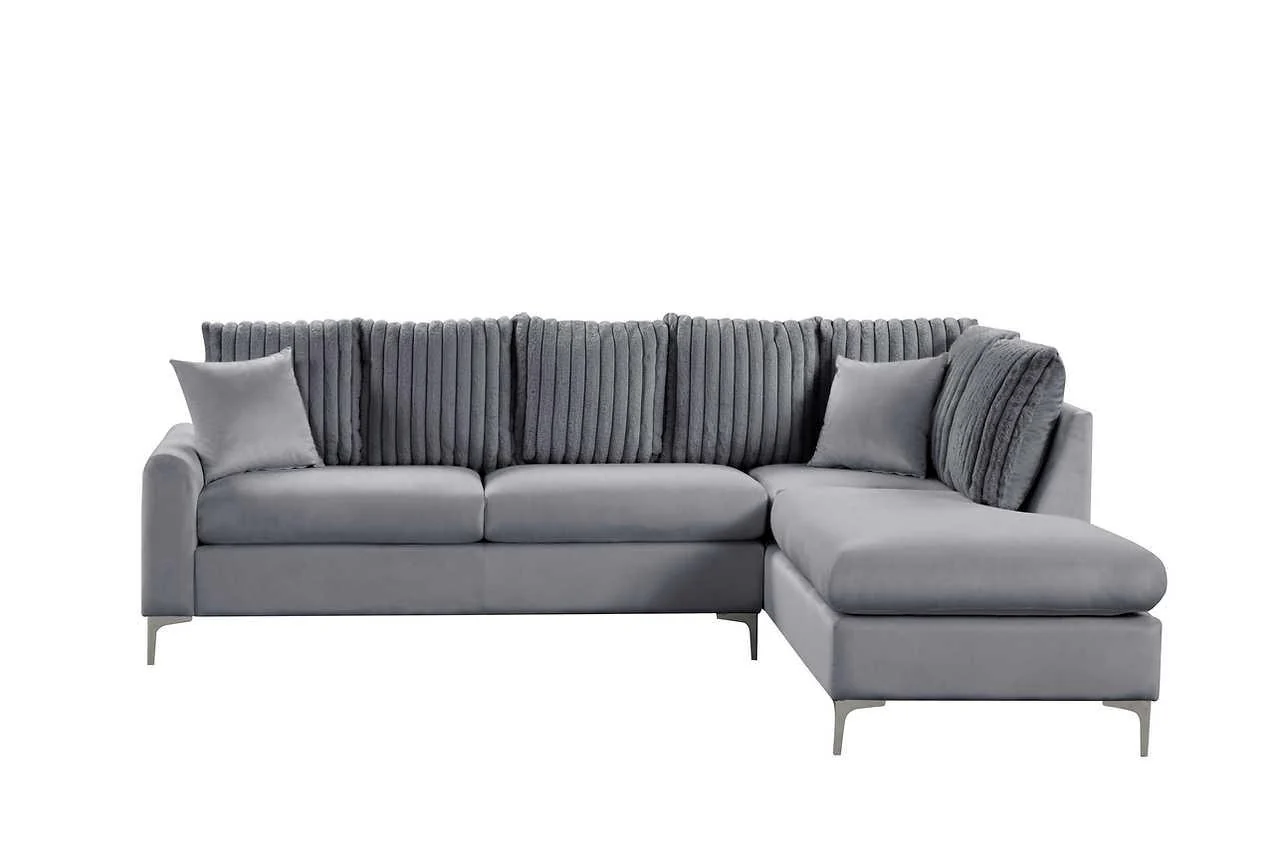 Elina Gray Velvet Sectional - Image 2