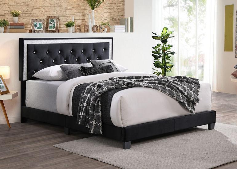 Mariana Black Upholstered Tufted Platform King Bed - Image 1