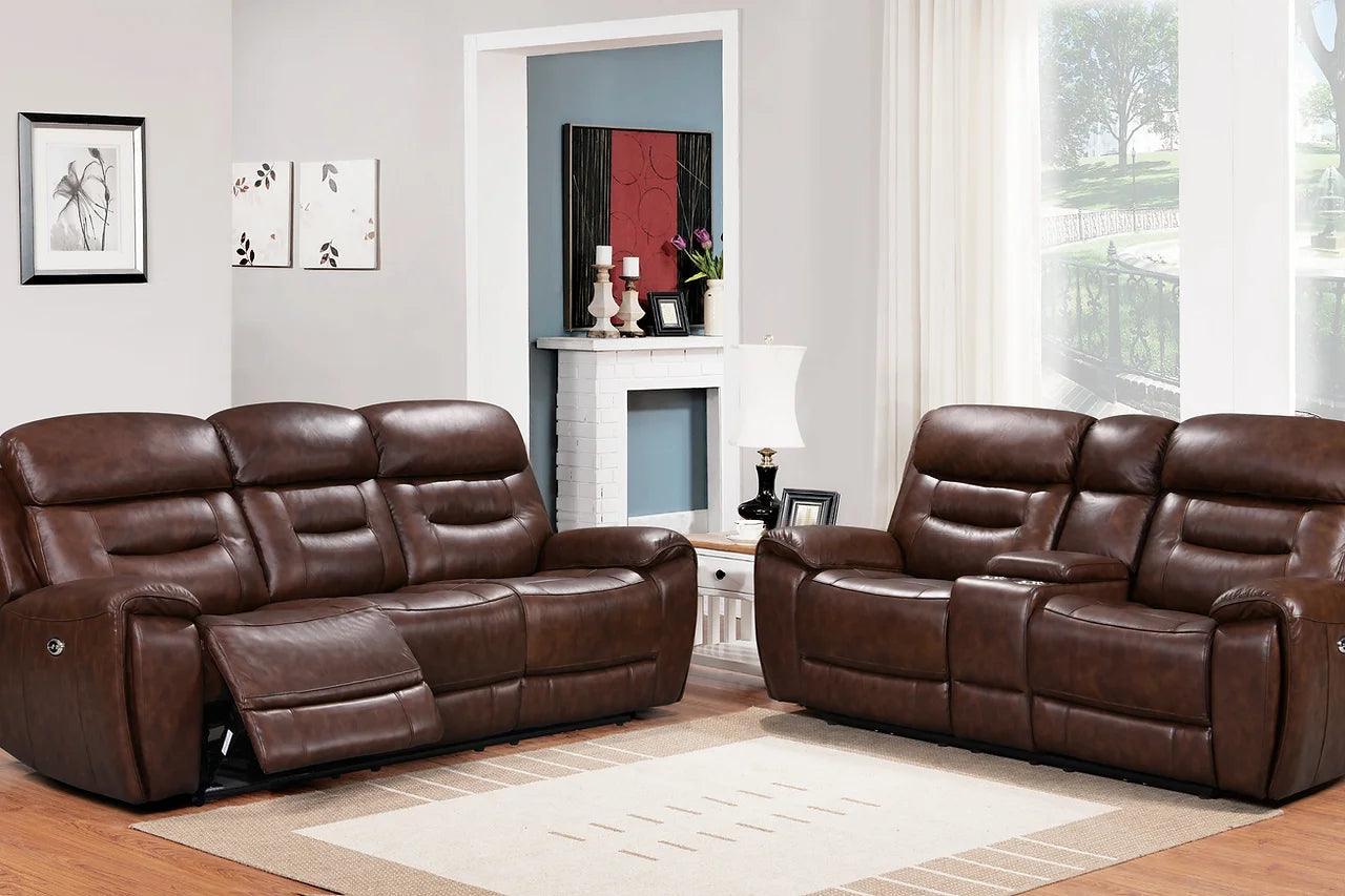 Rosewood Brown Faux Leather 3-Piece Power Reclining Set - Image 2