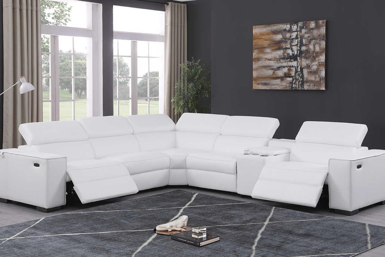 Picasso White 6-Piece 2 Power Reclining Sectional - Image 1