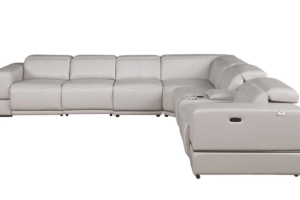 Franco Light Gray 7-Piece 3 Power Reclining Sectional - Image 3