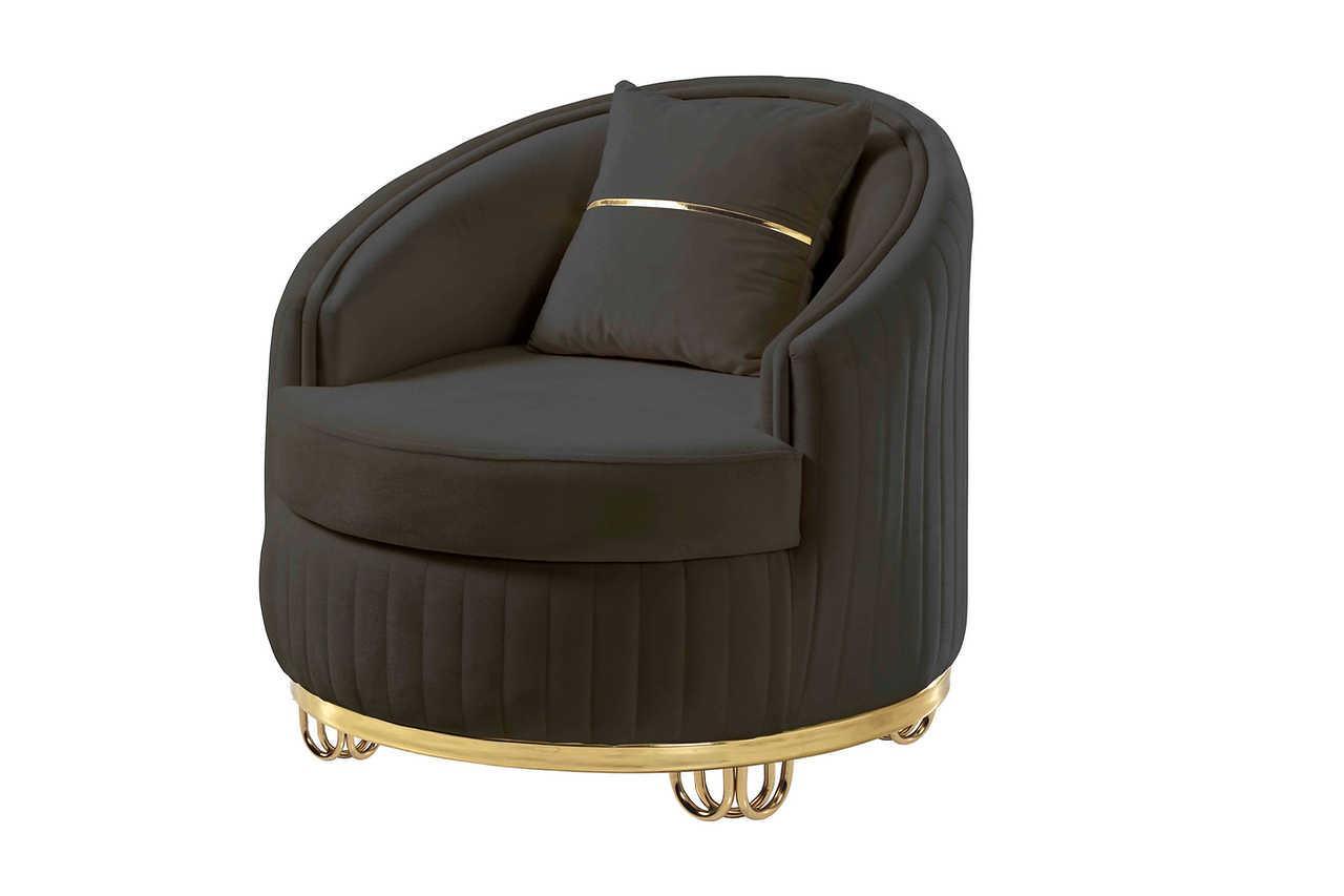 Kelebek Gray Gold Upholstered Chair - Image 1