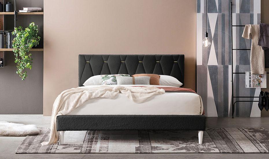 Kiran Black Upholstered Platform King Bed - Image 1