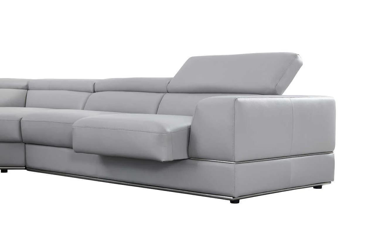 Pella Light Gray Leather LAF Sectional - Image 3