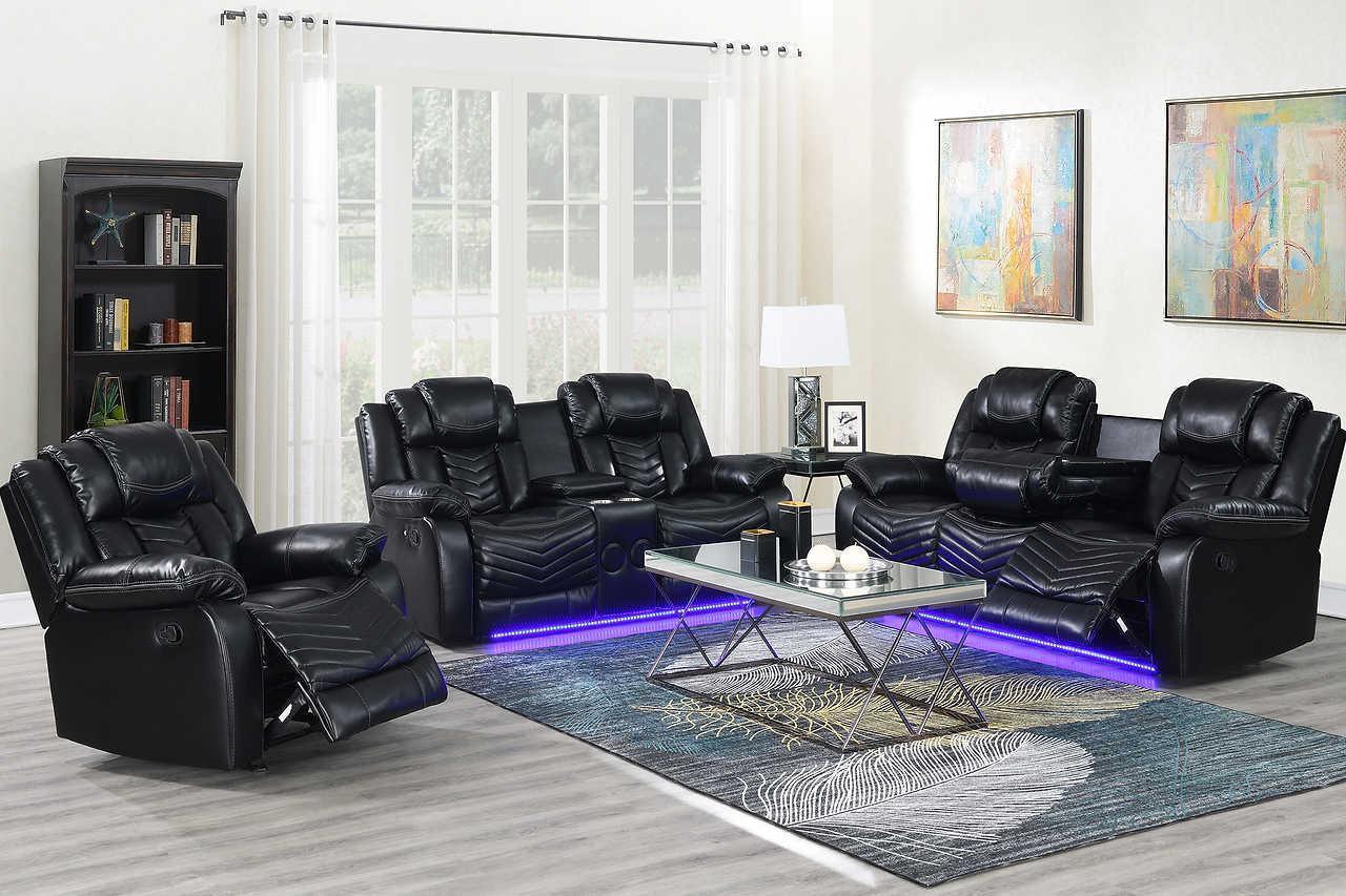 Lucky Charm Black 3-Piece Power Reclining Set - Image 1