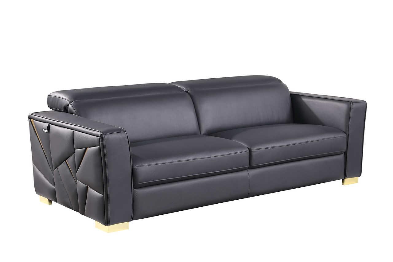 Astra Dark Navy Leather Living Room Set - Image 3