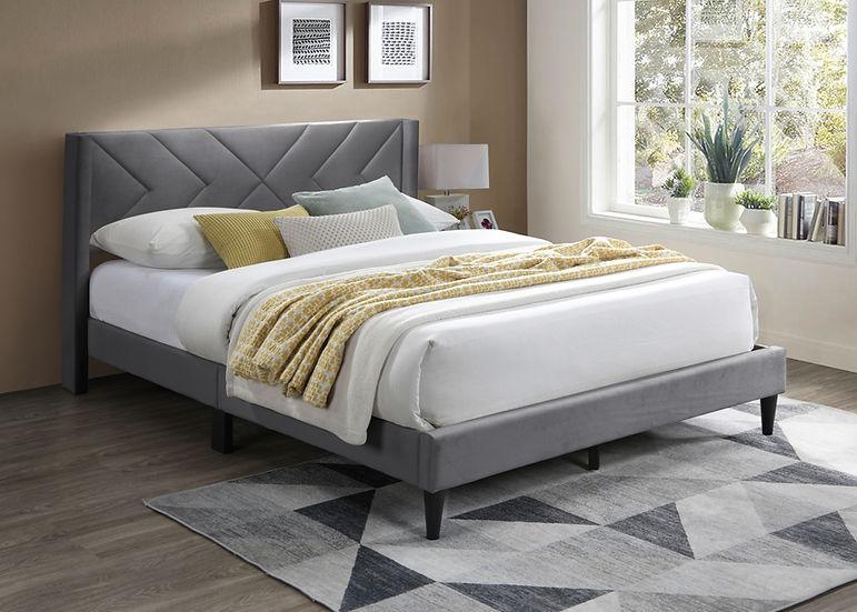 Dona Charcoal Upholstered Panel King Bed - Image 1