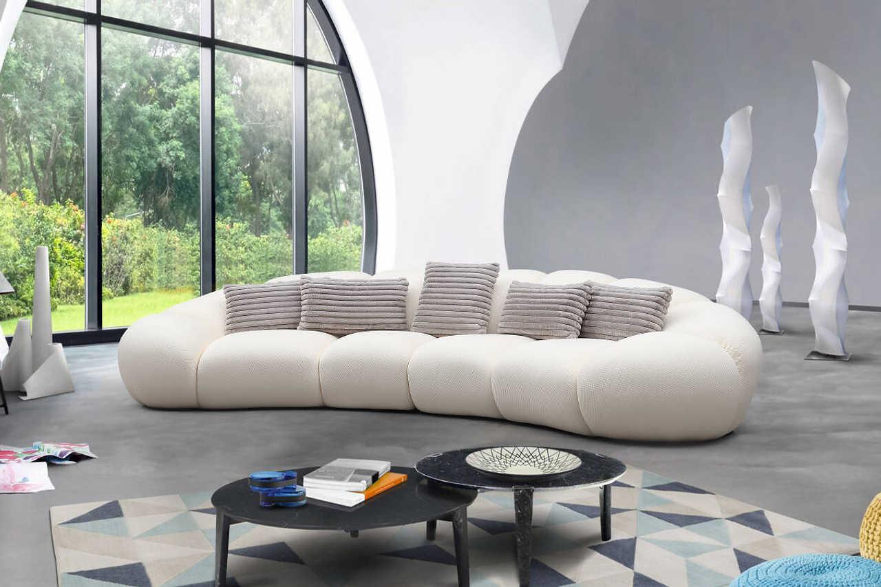 Big Cloud White Soft Fur Fabric Oversize Sectional - Image 3
