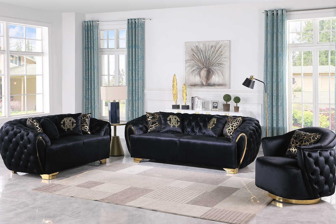 Mila Black Living Room Set - Image 1