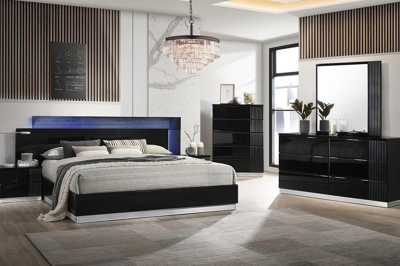 Modena Black 2-Drawers Nightstand - Image 2