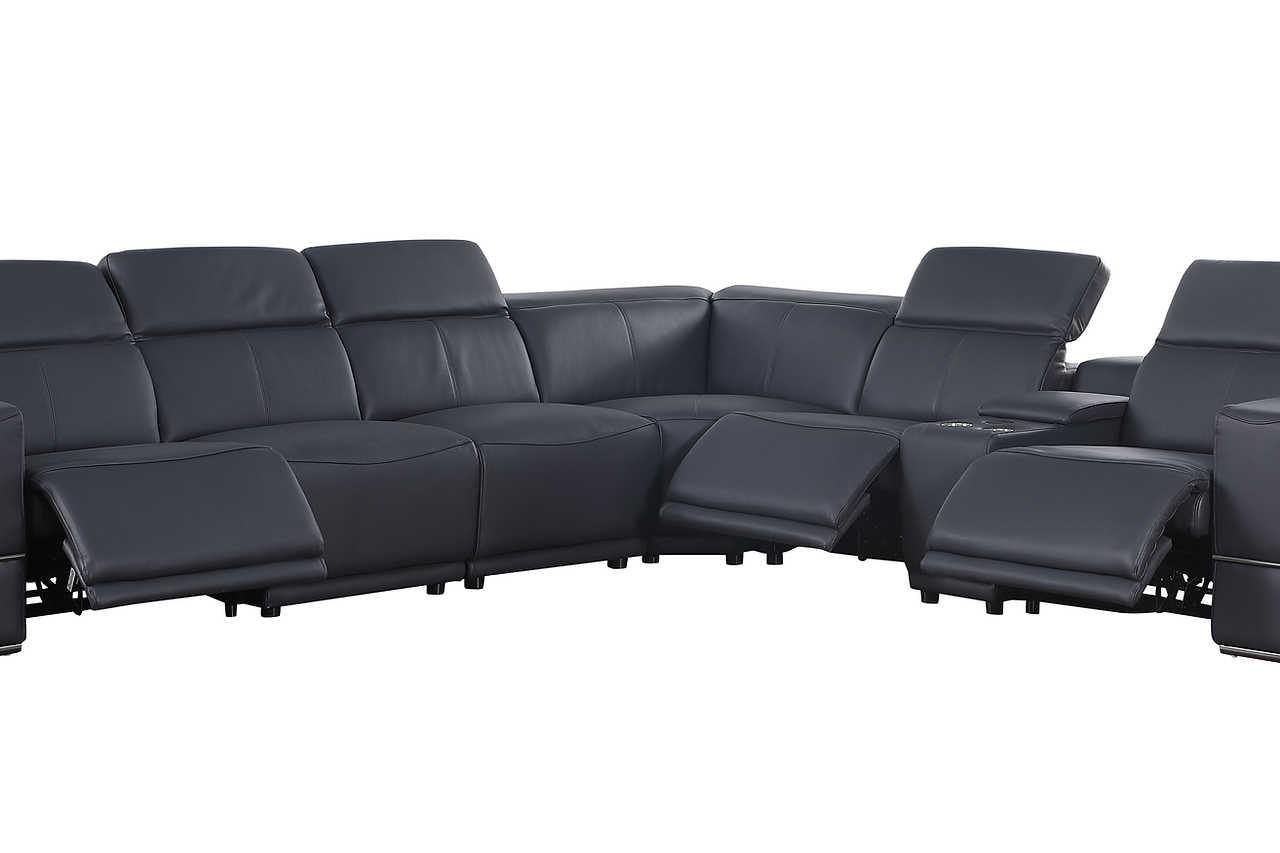 Franco Dark Navy 7-Piece 3 Power Reclining Sectional - Image 2