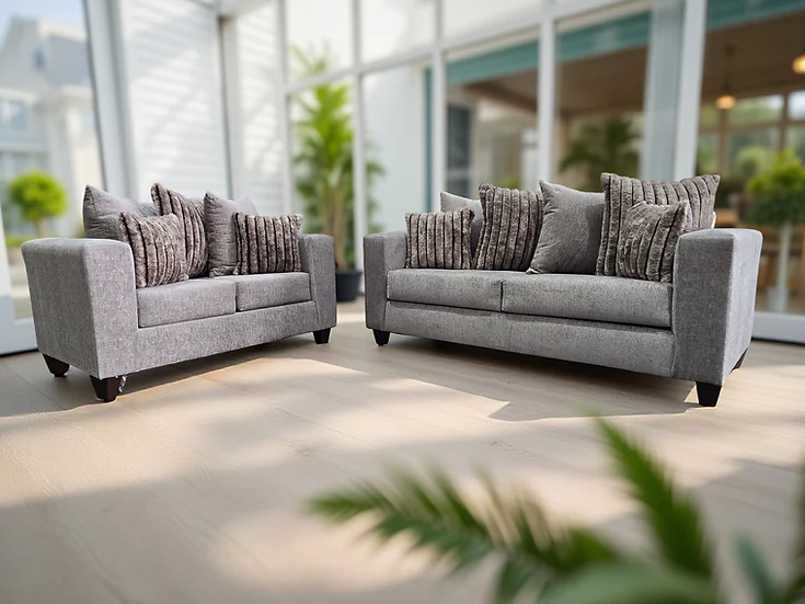 Kora Smoke Fabric 2-Piece Living Room Set - Image 1