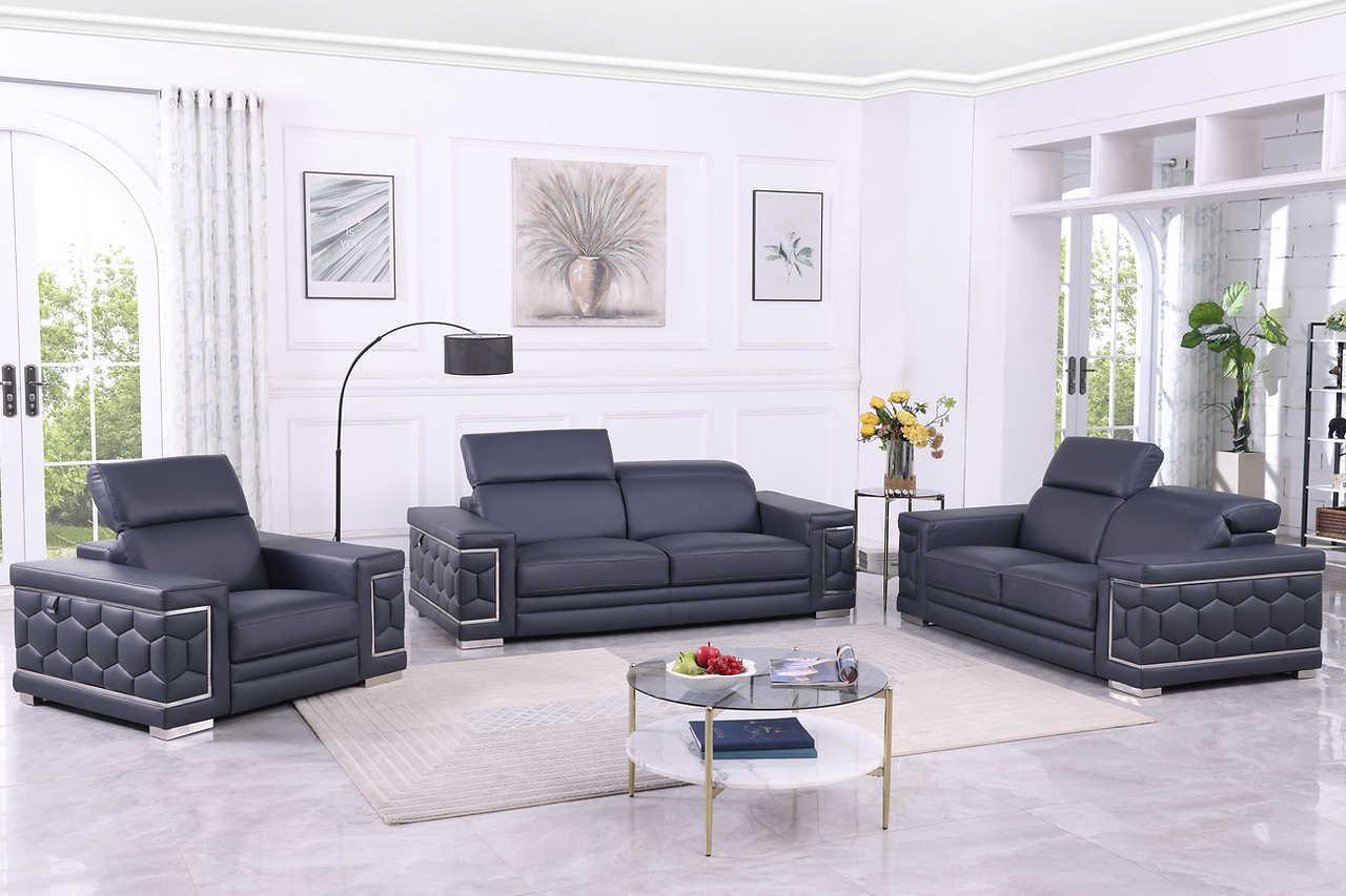 Favo Dark Navy Leather Chair - Image 2