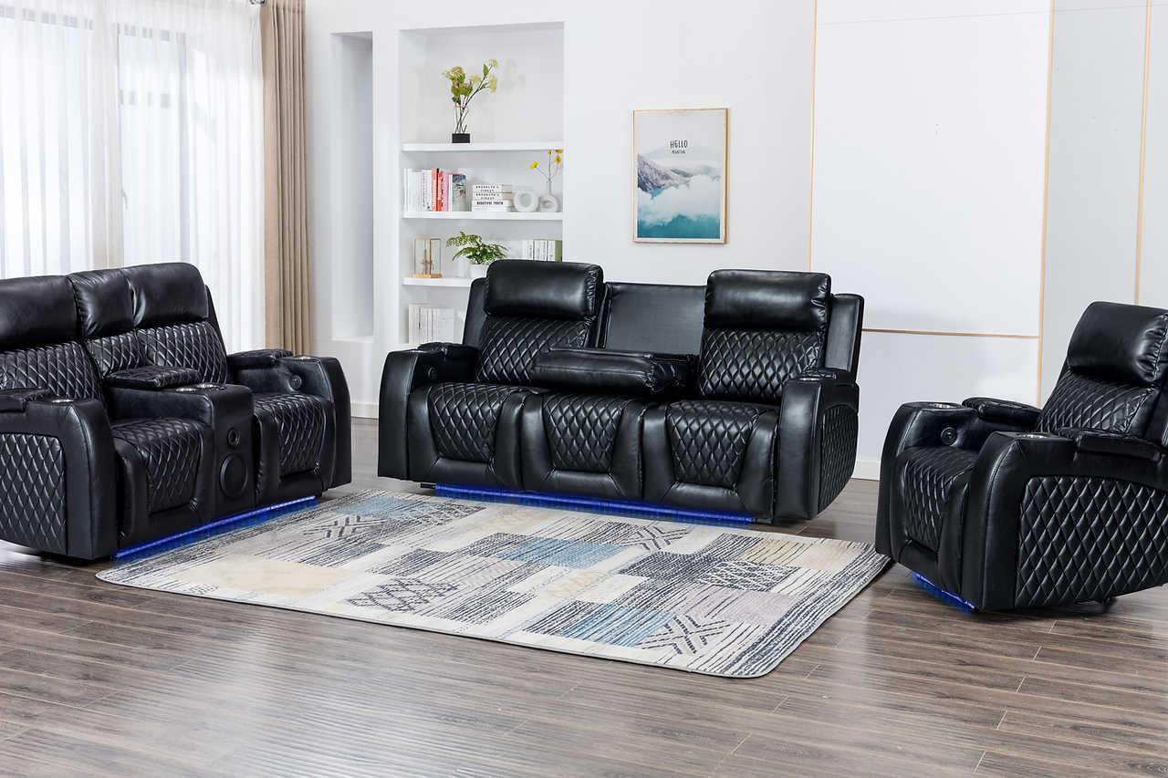 Lex Leather Power 3-Piece Reclining Set - Image 1