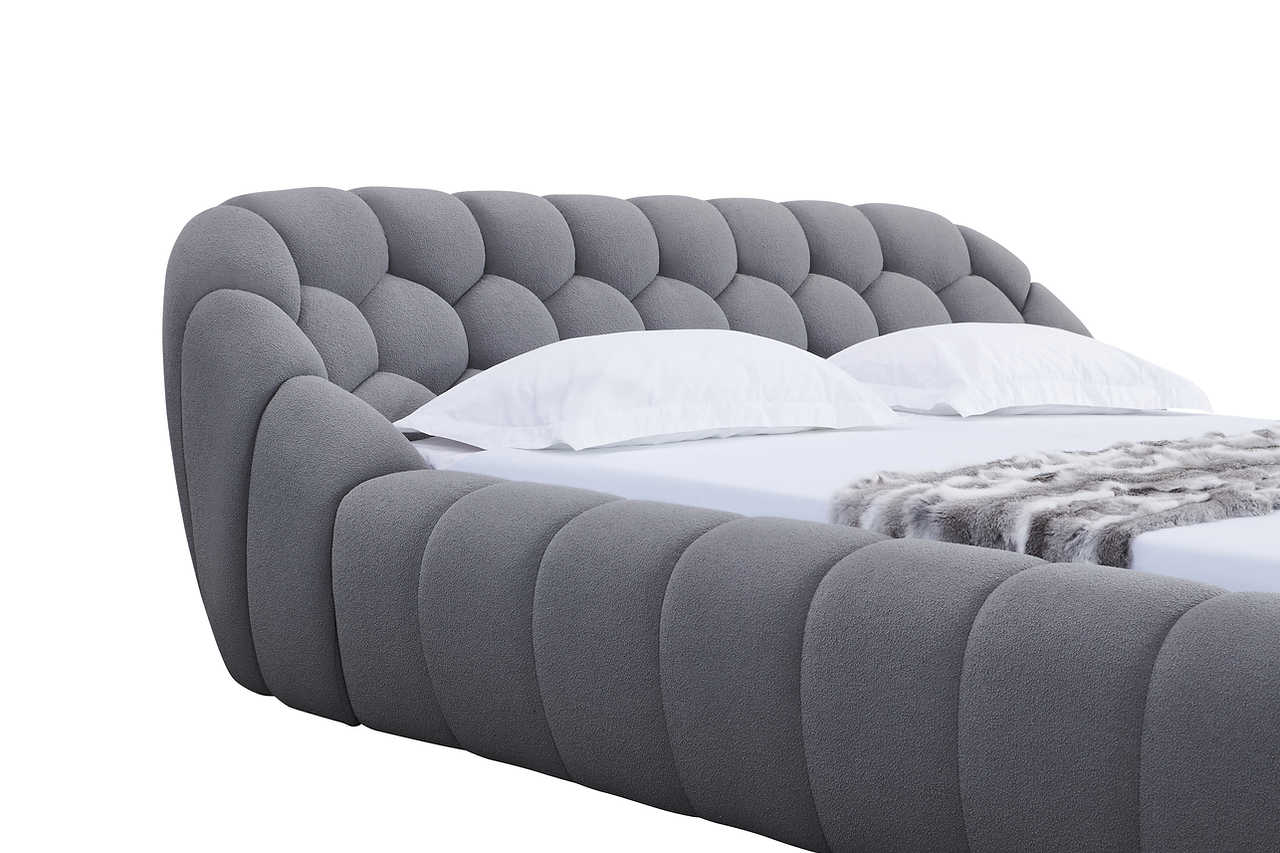 Bubbles Gray Upholstered Platform Queen Bed - Image 3