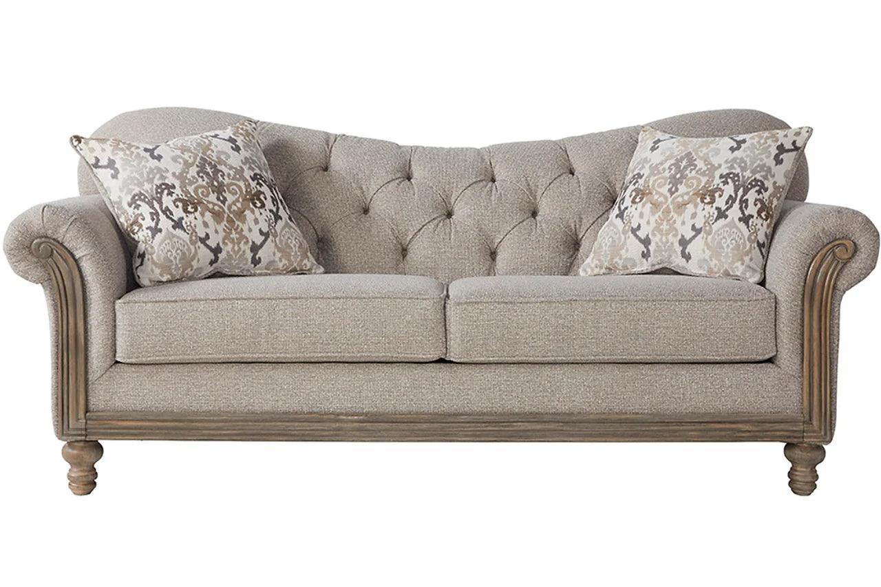 Sandstone Oyster Beige Fabric Tufted Sofa - Image 1